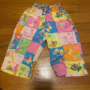 Vintage Talbots Kids Size 2 Colorful Patchwork Tropical Wide Leg Palazzo Pants